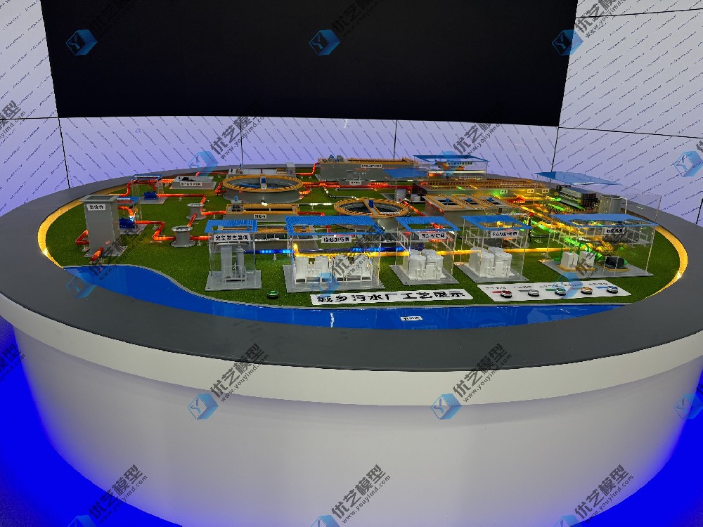 污水處理廠結構、工藝流程仿真模型，污水處理廠沙盤模型，污水處理廠模型